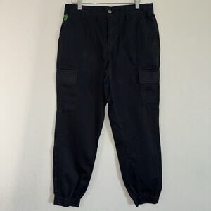 Empyre Relax Jogger Cargo Womens Pants Black Canvas Elastic Waist Size Medium